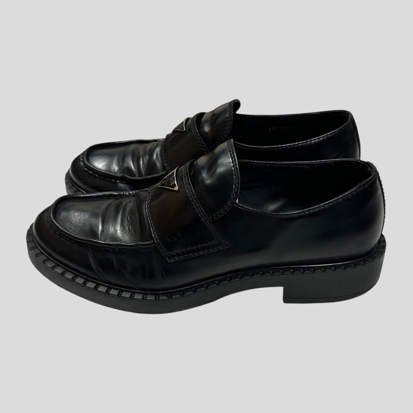 Prada Milano 2022 Black Brushed Leather Loafers - UK11/11.5