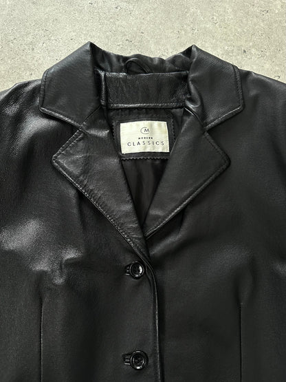 Vintage 1990s Minimal Leather Jacket - M