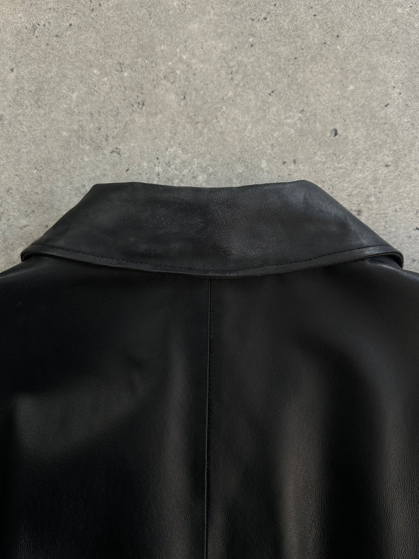 Conbipel 1990s Leather Belted Trench Coat - XL