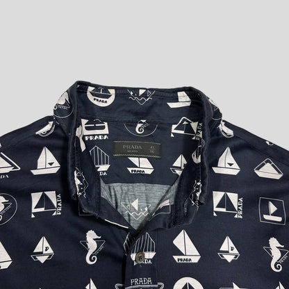 Prada 2018 Rubber Race Logo Sailing Print Shirt - M