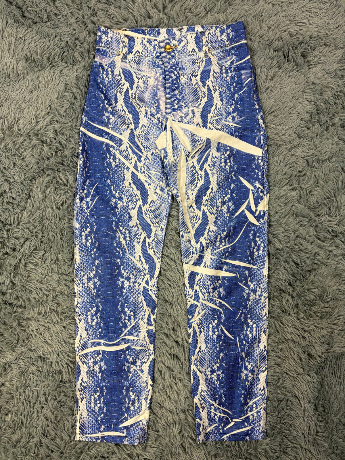 Just Cavalli 00’s Acid Python Print Stretchy Jeans - S | O/S, Blue