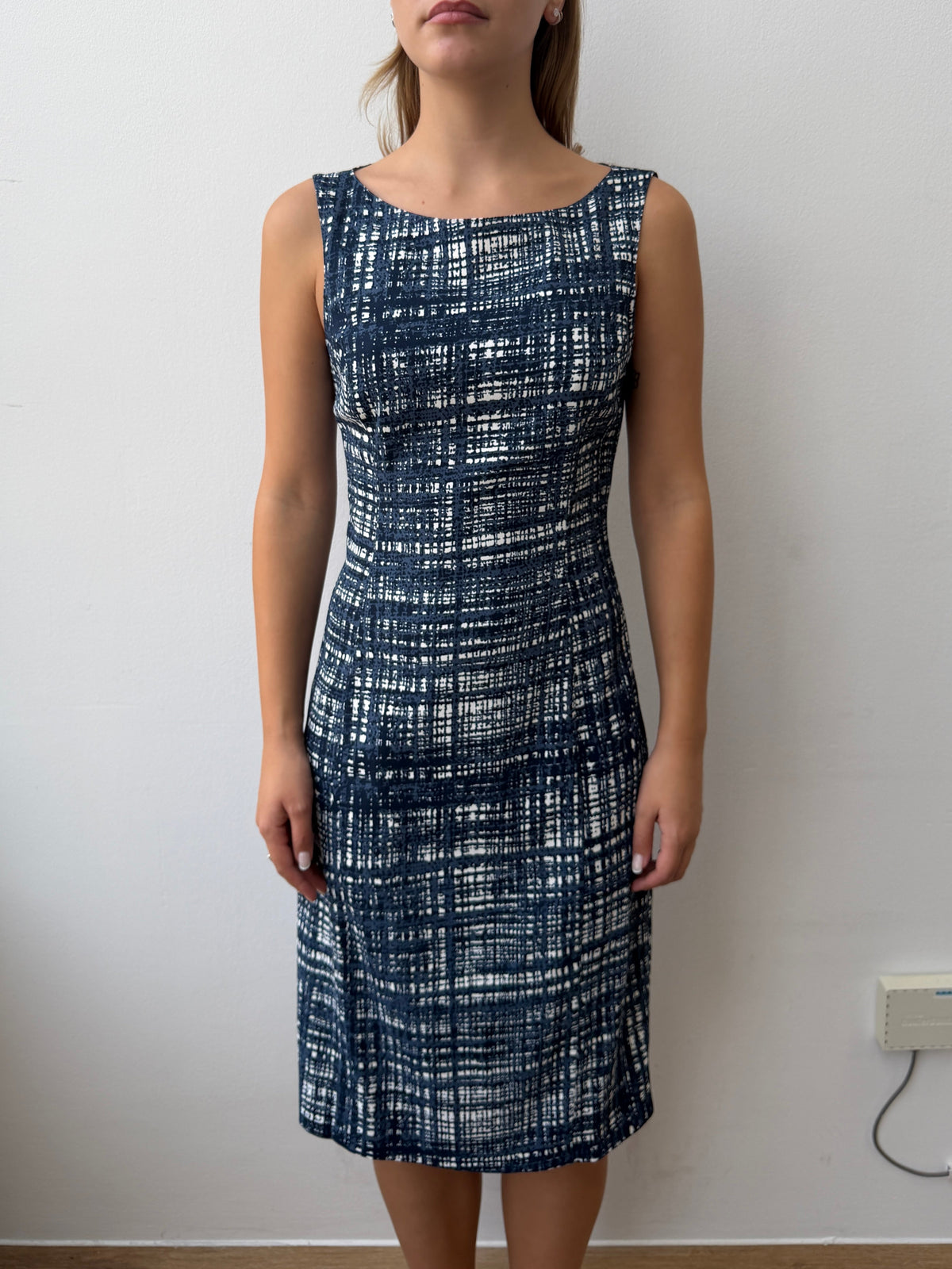 Prada Re-Edition 1996 Graphic Dress | 42, Navy and White