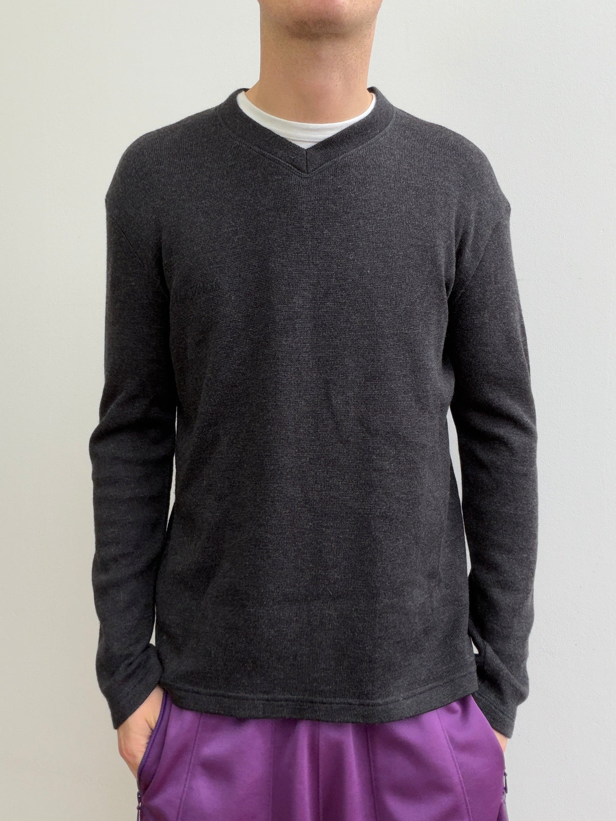 Armani Jeans 90s Wool Blend Jumper | Large, Charcoal