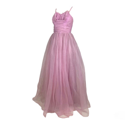 1950s Lee Delman pink tulle gown