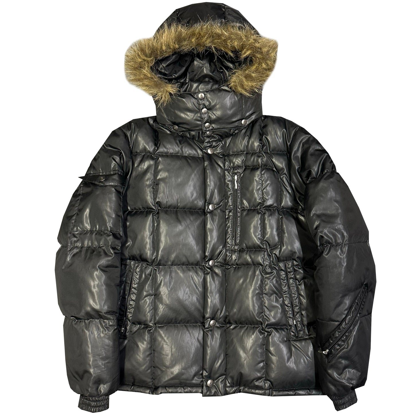 Takeo Kikuchi Puffer Jacket With Fur Hood In Black ( XL )