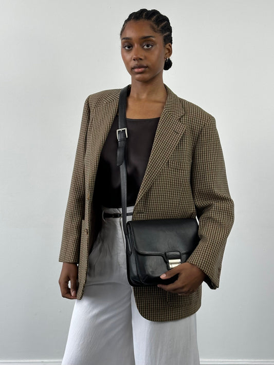 Burberry 1990s Pure Wool Houndstooth Single Breasted Blazer - 36S/S