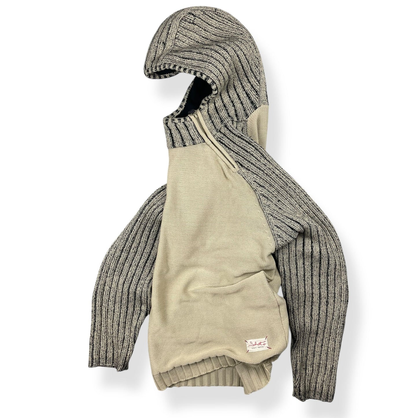2000's Schott Asymmetric Zip Knitted Balaclava Hoodie (XL) | Default Title, Black
