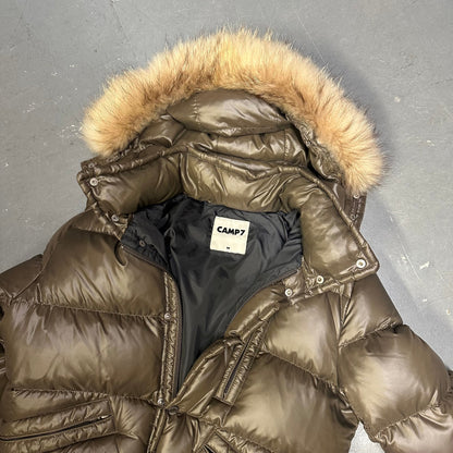 Camp 7 Fur Hood Puffer Jacket In Brown ( M )