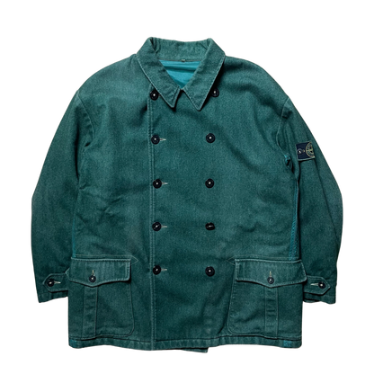 A/W 1985 Jade Green Waterproof Wool Double Breasted Pea Coat