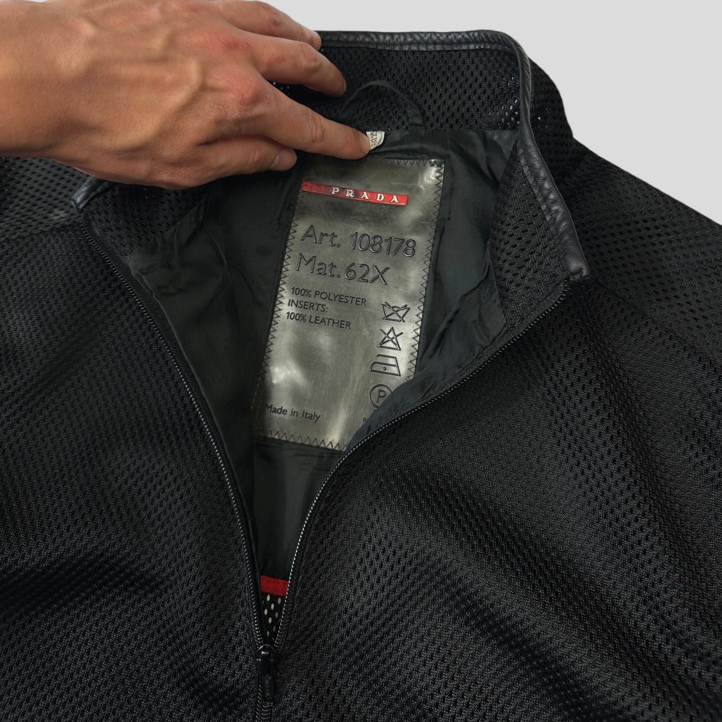 Prada Sport SS00 SAMPLE Mesh + Leather Moto Jacket - IT54 | Default Title, Multicoloured