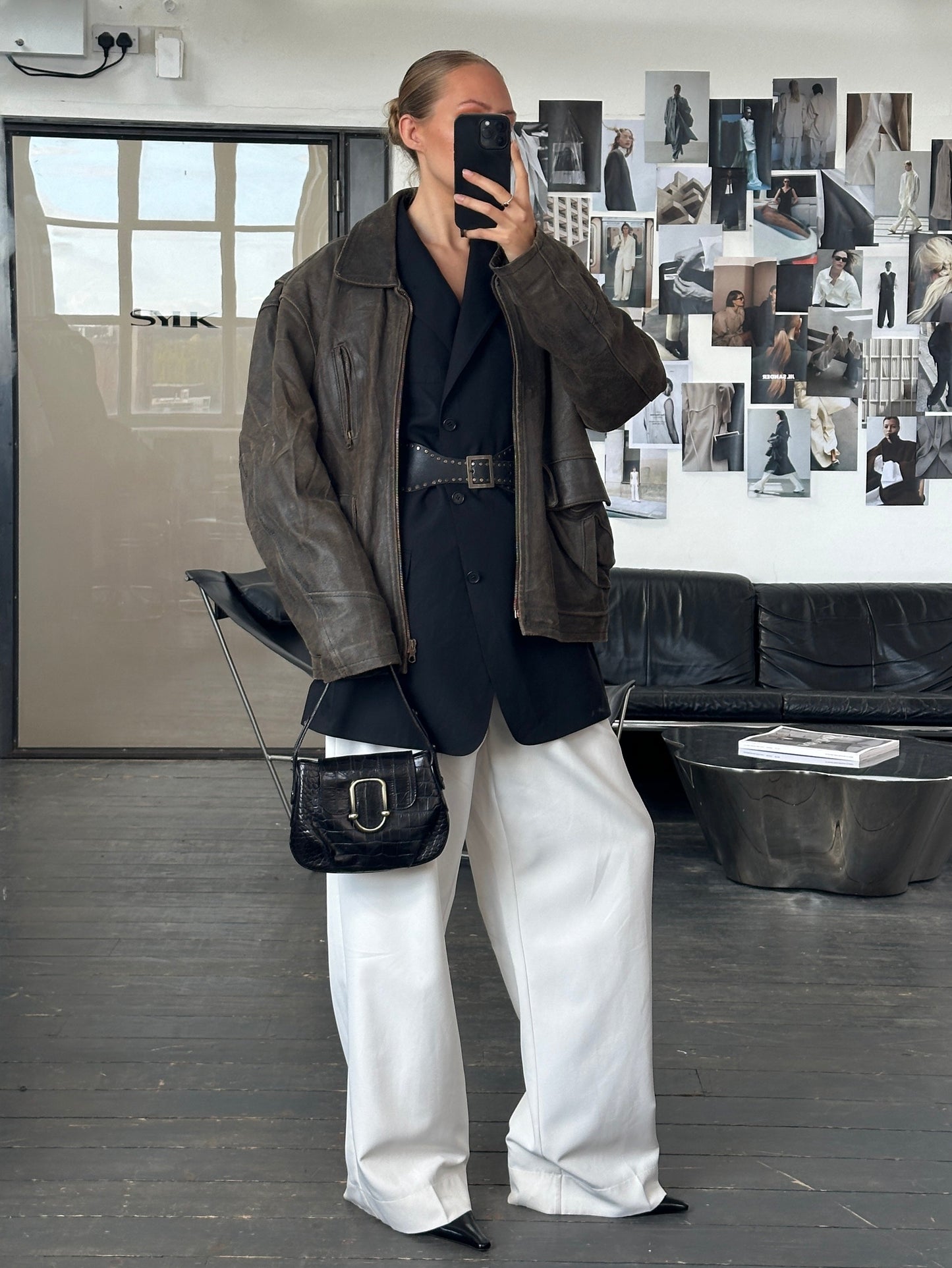 Italian Vintage 1980s Distressed Leather Jacket - XL