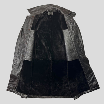 Prada Milano 00’s Leather Sheepskin Fur Full Lined Long Coat - IT50 (L/XL)