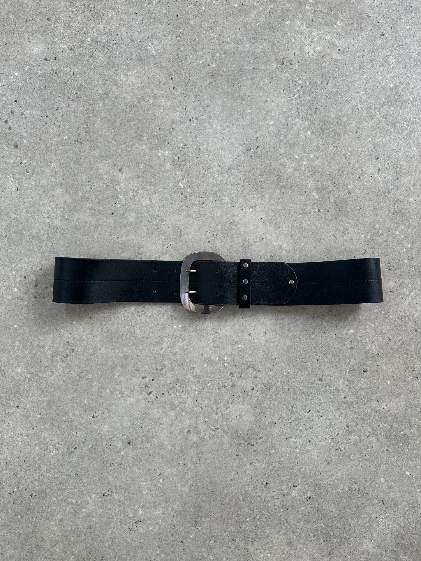 Vintage 1990s Chrome Chunky Leather Belt - W32-36”