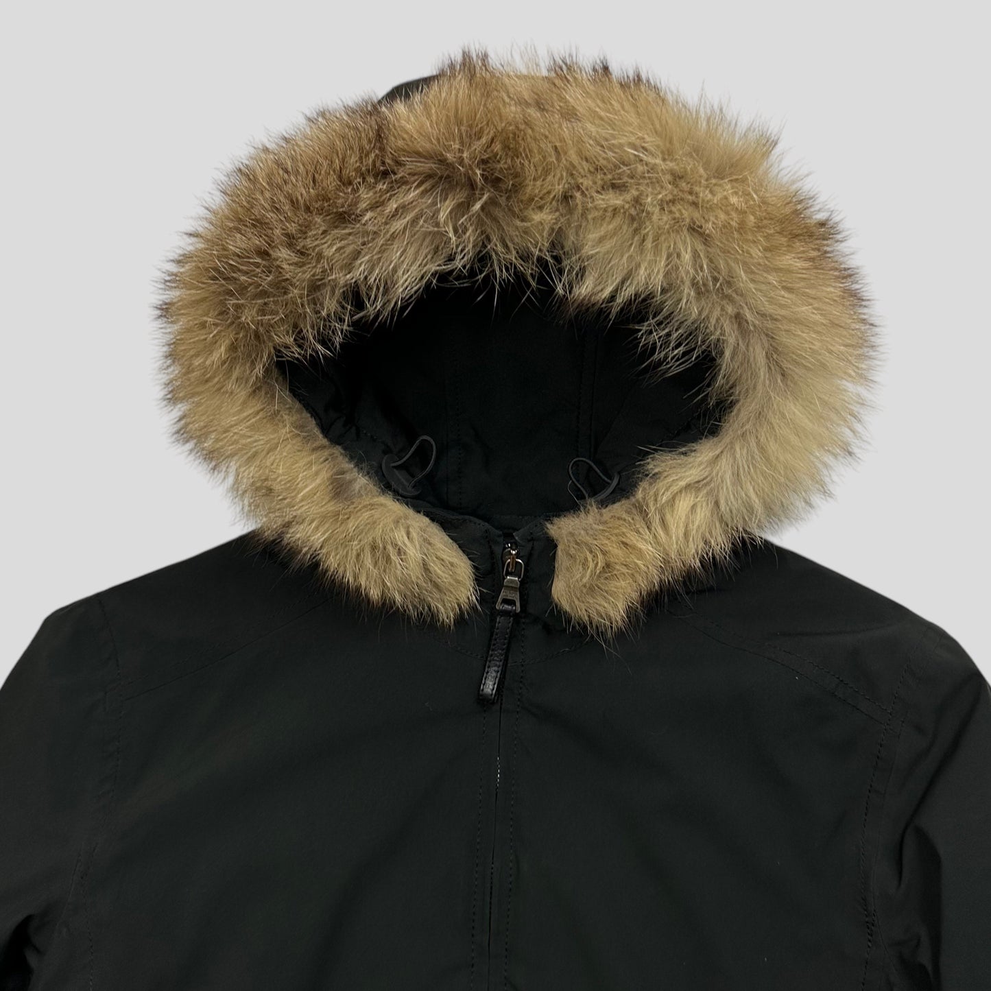 Prada Sport 2006 Fox Fur Goretex Belted Technical Jacket - IT46