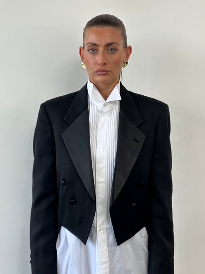 Christian Dior Monsieur 80s Double Breasted Tuxedo Tailcoat Blazer - M