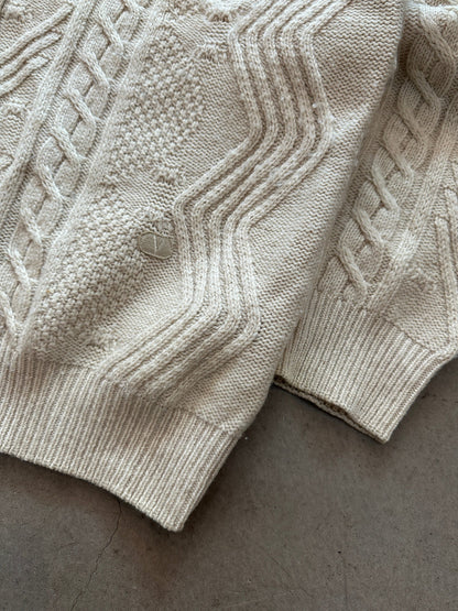 1980's Valentino Cable Knit Cardigan - L | Large, Red