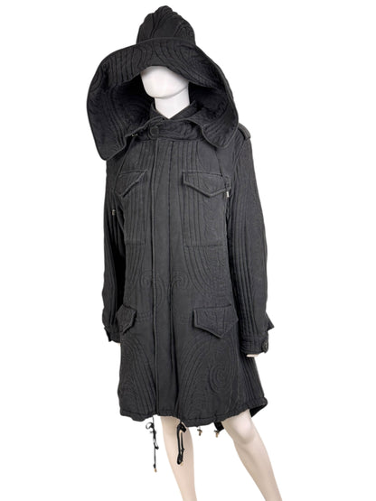 Alexander McQueen c.F/W 2007 silk parka coat | Grey, Multicoloured