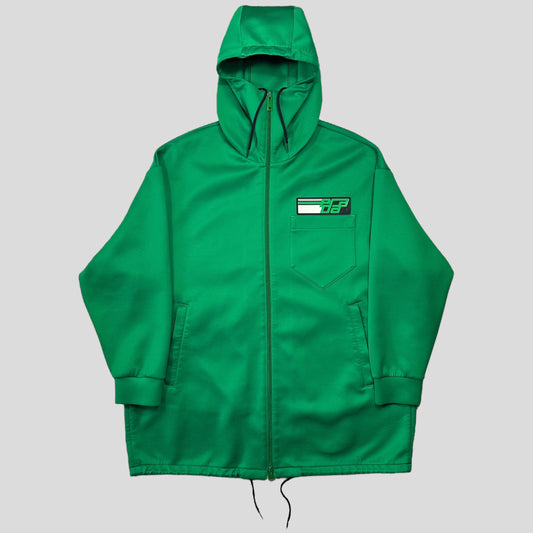 Prada 2018 Rubber Race Logo Technical Jersey Parka Jacket - XS (M) | Green