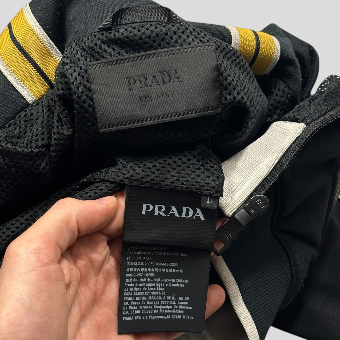 Prada 2018 Rubber Race Logo Striped Seam Track Jacket - L (M)