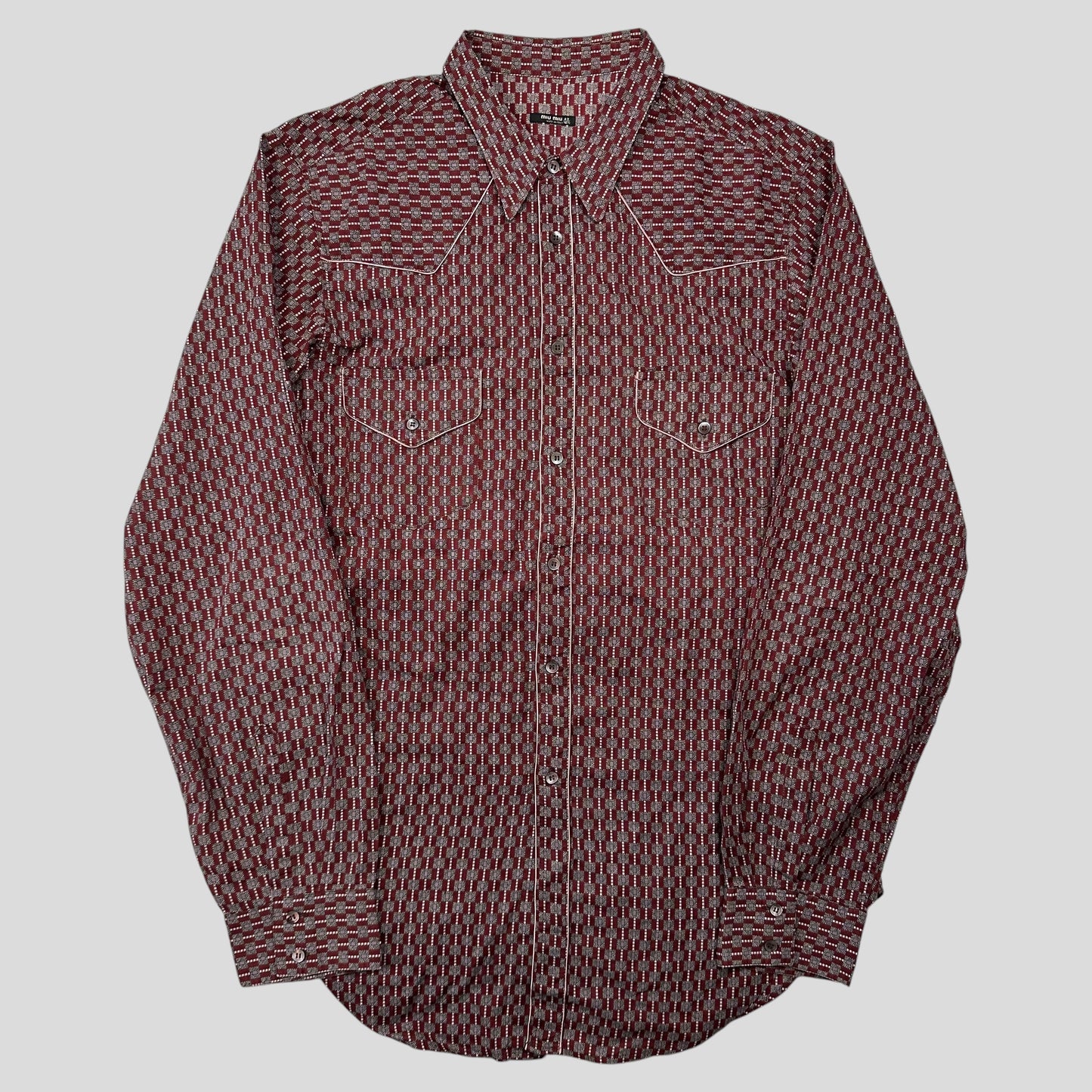 Miu Miu 00’s Western Cowboy Geometric Print Shirt - M/L | Default Title, Multicoloured