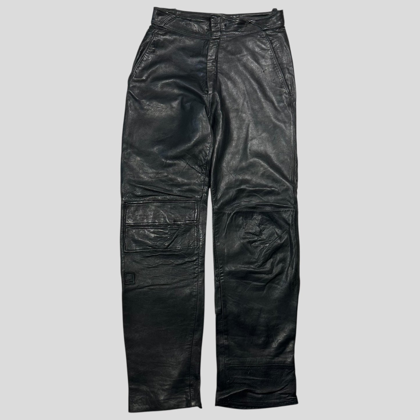 Gianni Versace 1980’s Leather Moto Biker Trousers - IT48 (32)