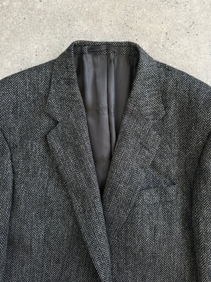 Burberry 1990s Pure Wool Herringbone Single Breasted Blazer - 46R/XXL