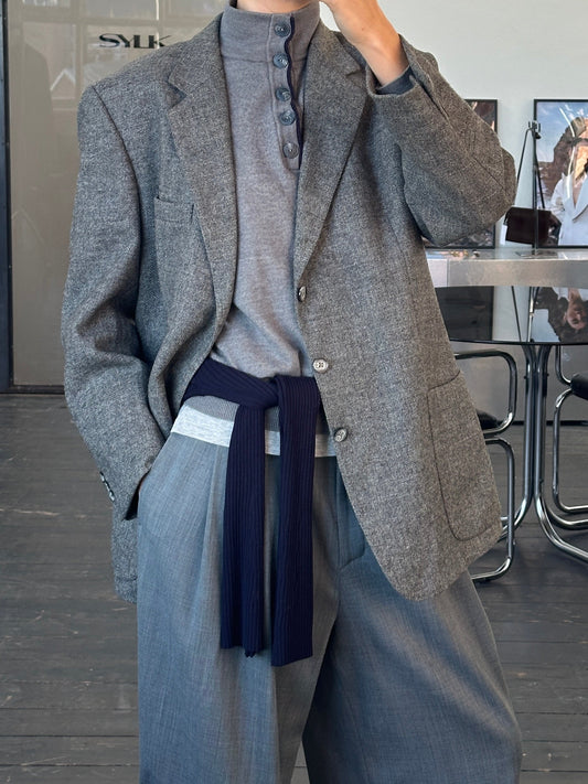 Burberry 1980s Pure Brushed Wool Single Breasted Blazer - 44R/XL