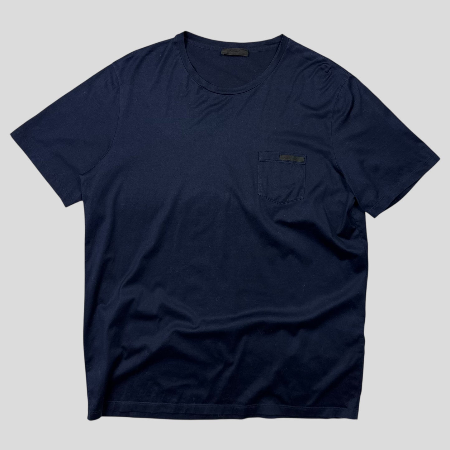 Prada 2016 Navy Blue Soft Cotton Pocket Logo T-shirt - L/XL | Default Title, Multicoloured