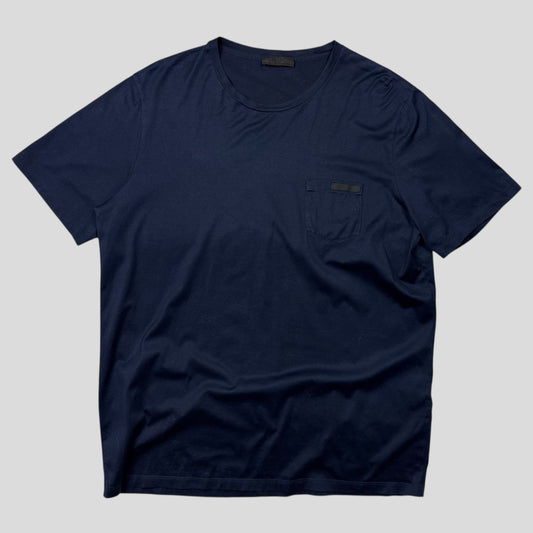 Prada 2016 Navy Blue Soft Cotton Pocket Logo T-shirt - L/XL | Default Title, Multicoloured