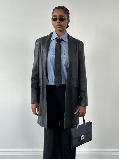 St Michael 1990s Lambskin Smooth Leather Trench Coat - M