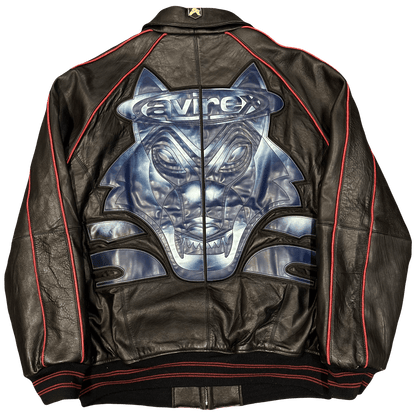 Avirex Spellout Wolf Leather Jacket In Black ( XXL )