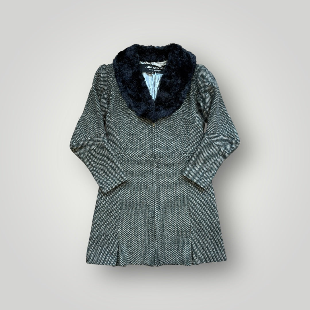 Comme des Garçons Junya Watanabe 1995 Runway Fur Collar Coat XS