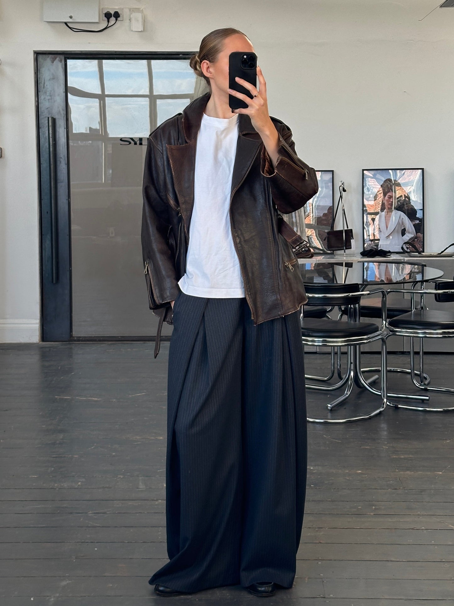 Italian Vintage 1990s Aged Belted Leather Jacket - M