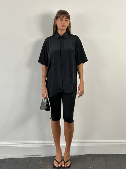 Christian Dior Paris 1990s Pure Silk Short Sleeve Logo Shirt - XL