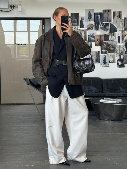 Italian Vintage 1980s Distressed Leather Jacket - XL