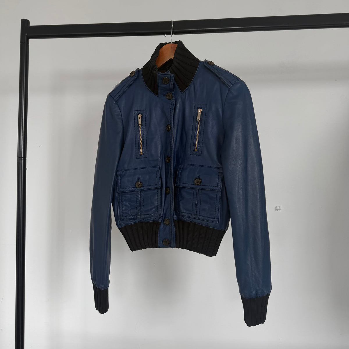 2006 gucci by frida gianini “madonna” leather jacket | O/S, Blue