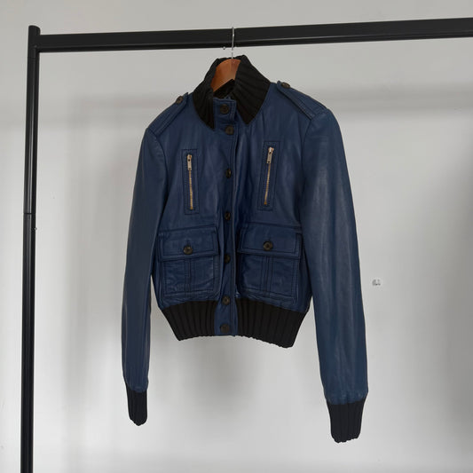 2006 gucci by frida gianini “madonna” leather jacket | O/S, Blue