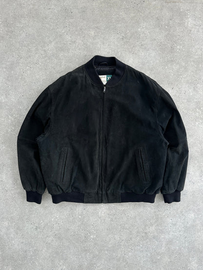 Vintage Suede Bomber Jacket - XXL