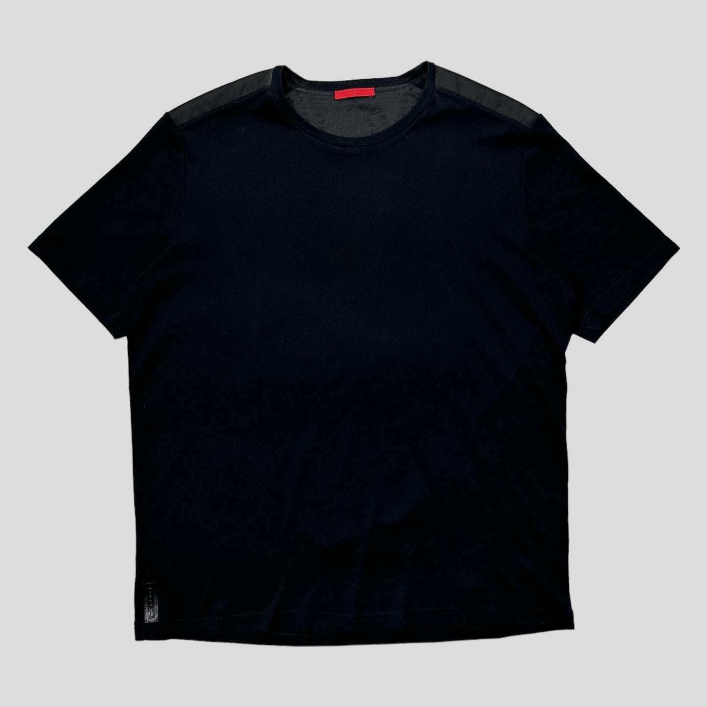 Prada Sport 2009 Technical Nylon Panelled Black Tab T-shirt - XL