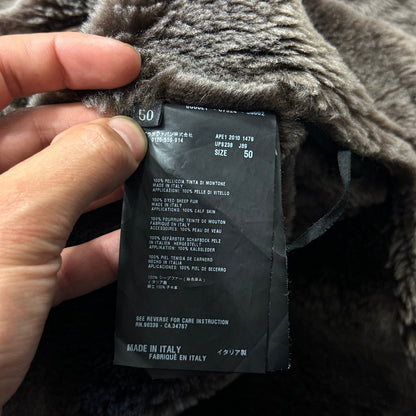 Prada Milano 2010 Sheepskin Fur & Leather Strap Hooded Coat - IT50 | O/S, Brown
