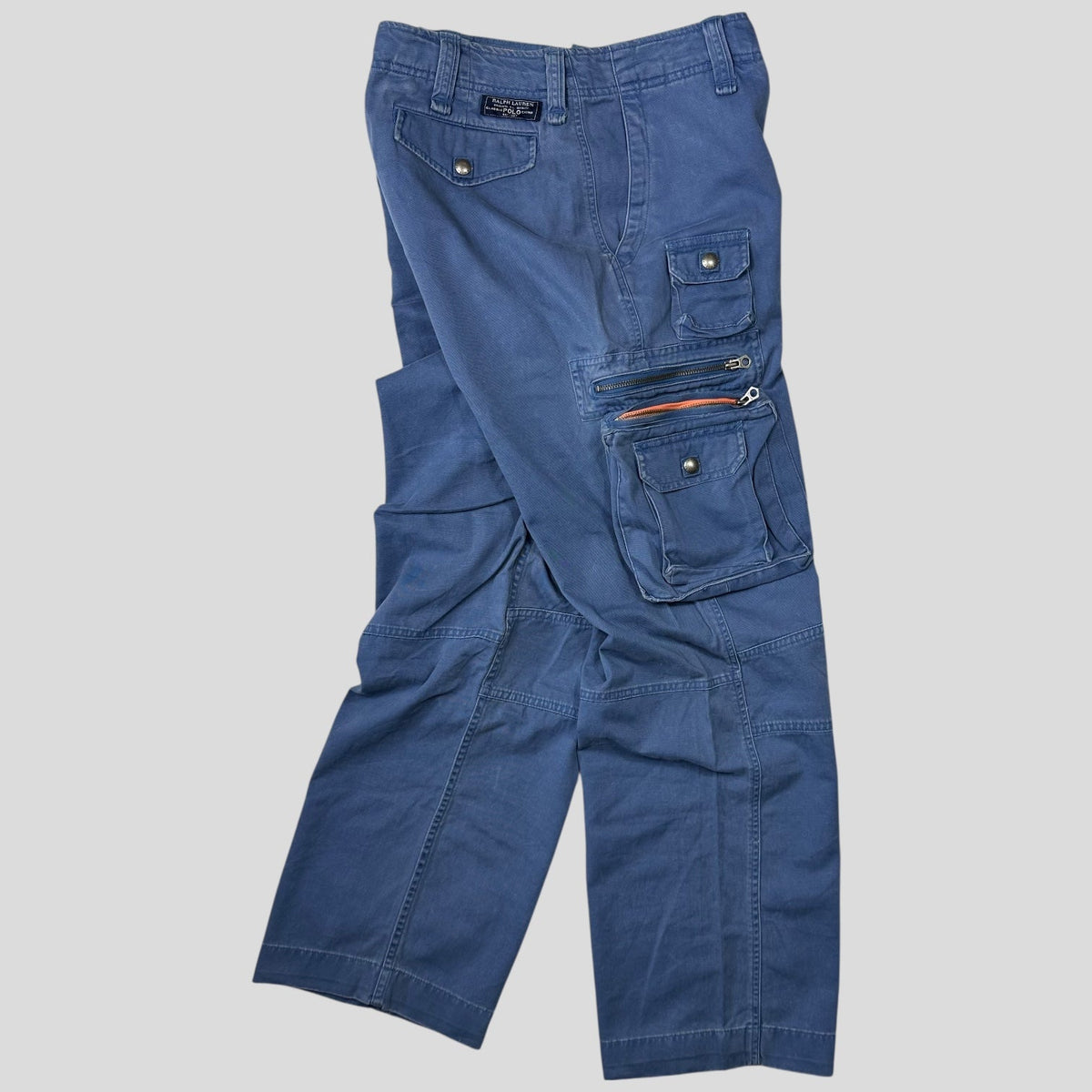 Polo 90’s Ralph Lauren Washed Multipocket Cargo Trousers - 34-36 | W34, Blue
