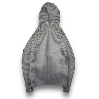2000's Schott NYC Dual Zip Knitted Balaclava Hoodie (L) | Default Title, Grey