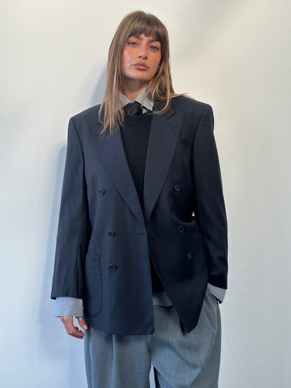 Louis Feraud x Loro Piana 1990s Pure Wool Double Breasted Blazer - 40R/L