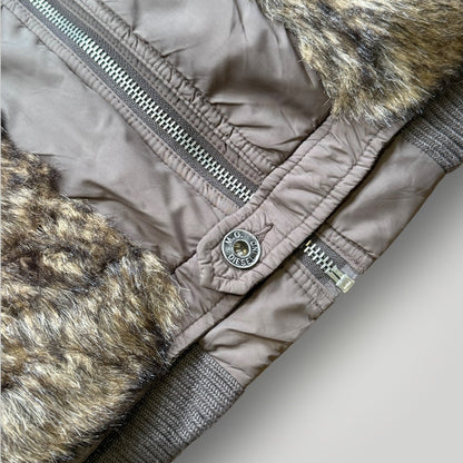 2000's Diesel Faux Fur Asymmetrical Bomber Jacket S