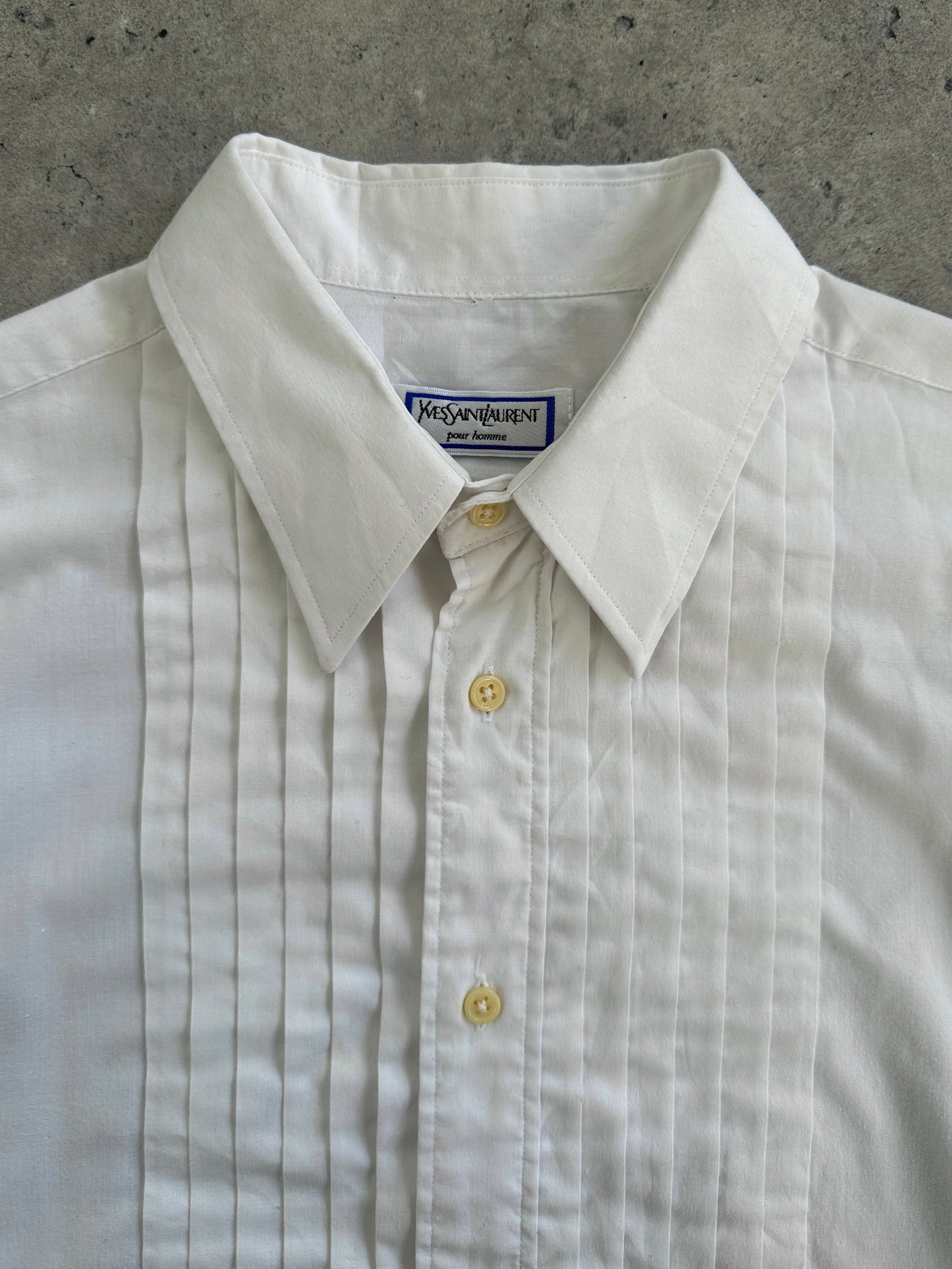 Yves Saint Laurent Pour Homme 1990s Tuxedo Cotton Dress Shirt - M