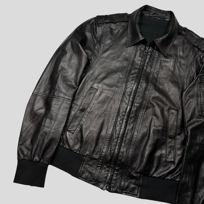 Neil Barrett 00’s Multi Zip Detailed Leather Flight Jacket - M