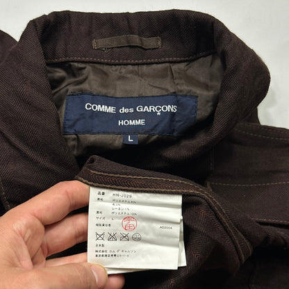 CDG Homme 2004 Crinkle Striped Work Jacket - L (M) | Medium, Brown