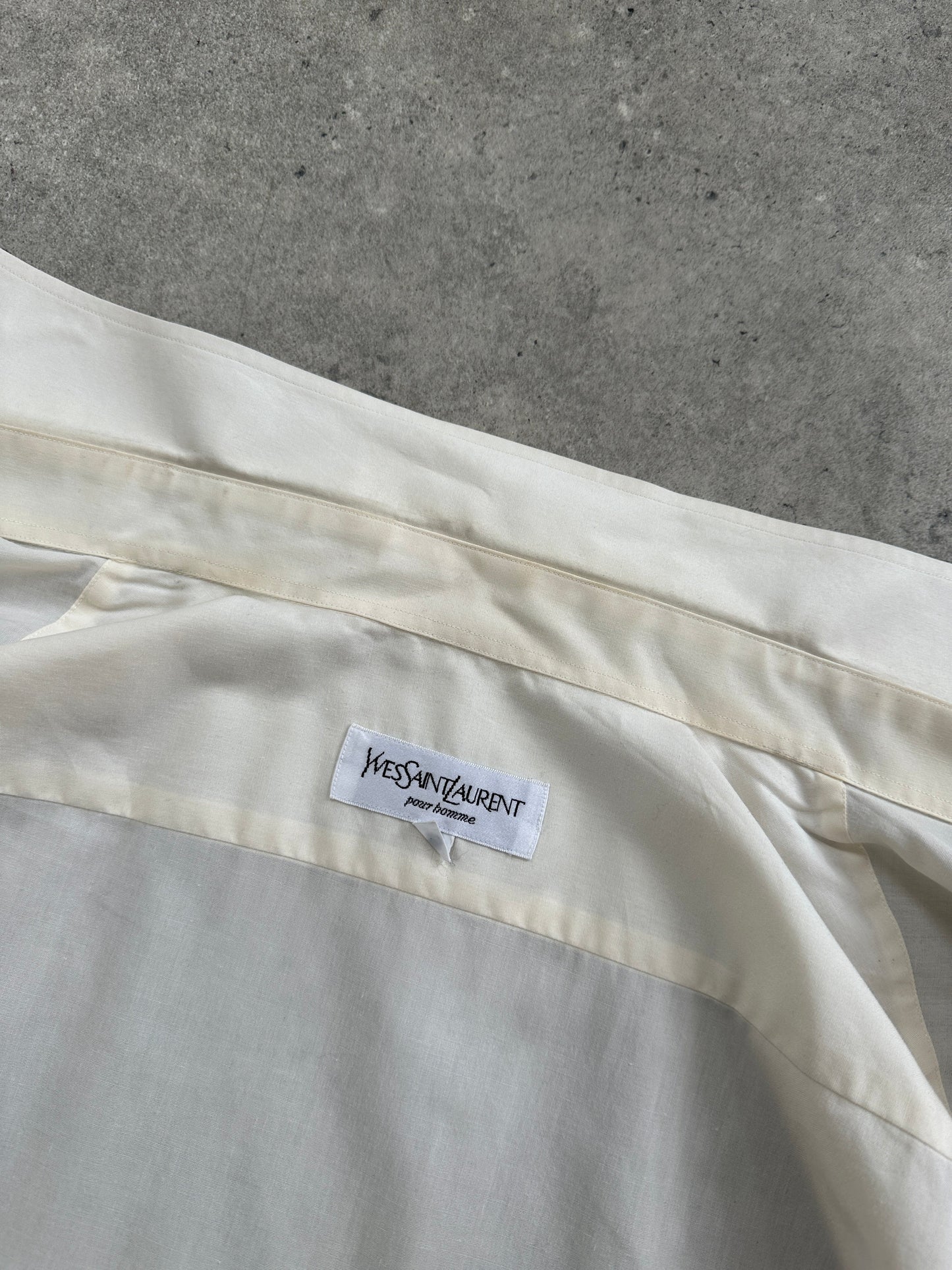 Yves Saint Laurent Pour Homme 2000s Cotton Short Sleeve Logo Shirt - L/XL
