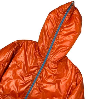 Takeo Kikuchi Diamond Stitch Reversible Puffer Jacket In Blue & Orange (L) | Large, Blue