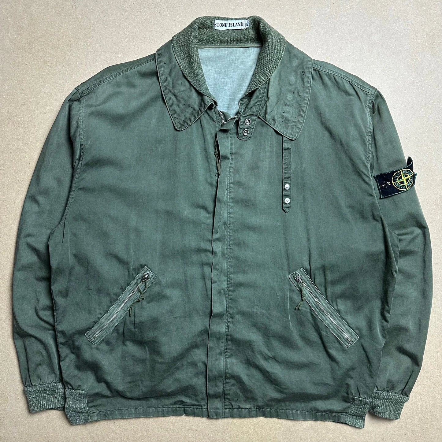 S/S 1989 Racing Green Raso Gommato Double Collar Bomber Jacket